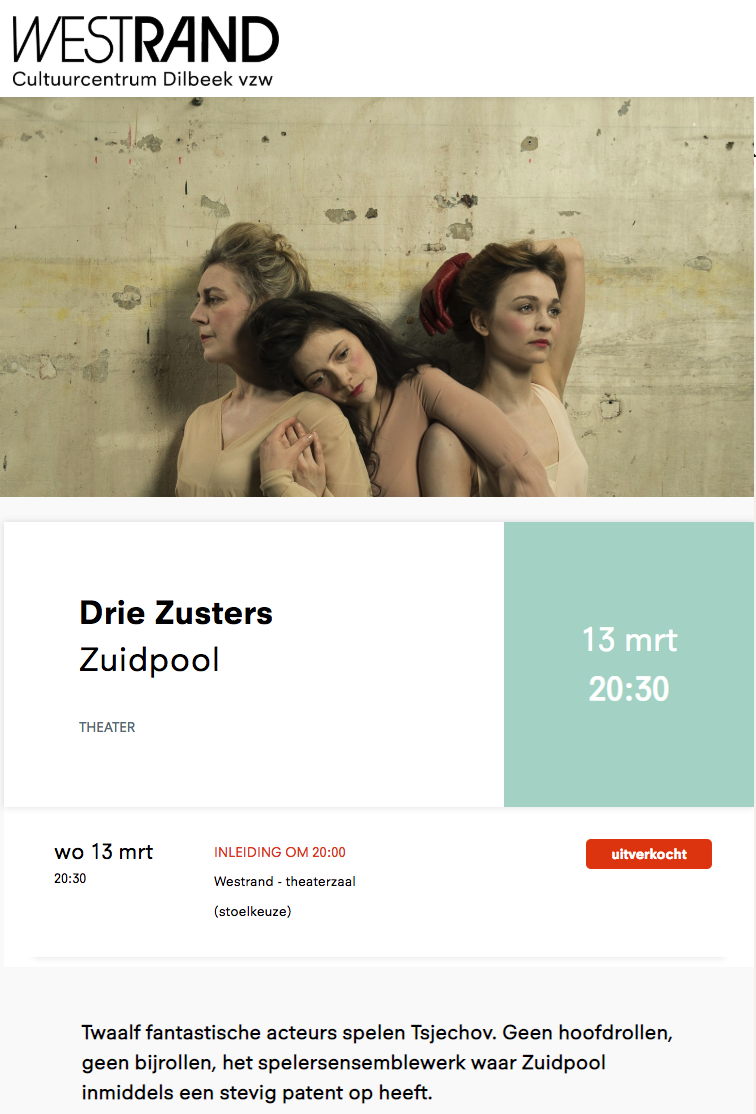 Page Internet. Dilbeek. Cultuurcentrum De Westrand. Drie Zusters. 2019-03-13